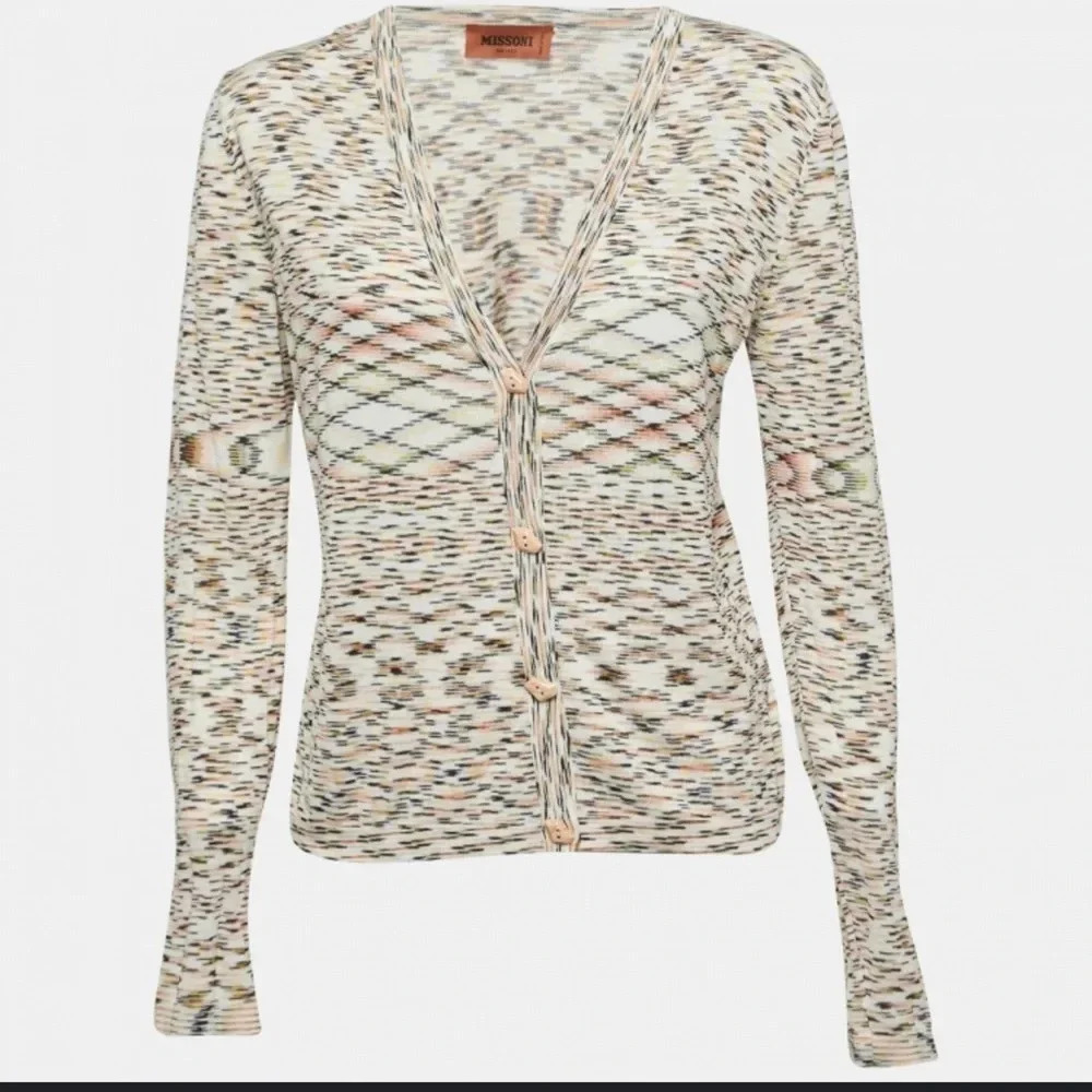 Missoni Multicolor Patterned Knit Buttoned Cardig… - image 1